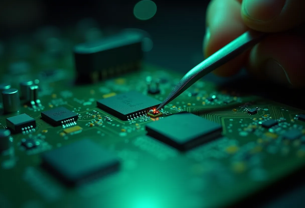 Een microchip plaatsen met een pincet